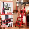 Heavy Duty 500 lbs Folding Step Ladder, Steel Step Stool with Wide Anti-Slip Pedals, Safety Lock and Handrails
