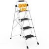 48 Inch Iron Stepstool, 4 Folding Stepstool with Non-Slip Pedals and Comfortable Handrails