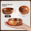 10 pcs Acacia Wooden Bowls Small Calabash Bowls Carved Calabash Dip Trays for Serving Popcorn Pasta Candy Cereal Coconut Nuts Sauce Appetizers Kitchen