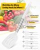 Pack of 4 Silicone Cooking Utensils Set, Non Stick Large Solid Spatulas, Heat Resistant Slotted Spoons, Ideal BPA Free Kitchen Turners for Frying