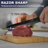 Knife Set for Kitchen with Block, 15 Pcs High Carbon Stainless Steel Kitchen Knife Set with Self Sharpening - Black