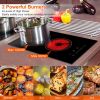 Portable Dual Burner Electric Cooktop, 1900W Ceramic Stove with Touch Control & Timer
