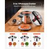 Pressure Cooker, 10Qt Pressure Cooker Stainless Steel, Pressures Canner with Steaming Rack, Tempered Glass Lid, Three Pressures Settings for Meat