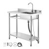 Stainless Steel Utility Sink, Free Standing Single Bowl Commercial Kitchen Sink with Faucet, 39.4 x 19.7 x 37 in