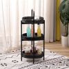 3 Tiers Tray Tables Paper Rope Woven Side Table, Bedroom Storage Furniture,Crafted From Paper Rope In Neutral Shades For Living Room Kitchen(Black)