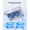 Commercial Ice Maker Machine with Pump, 130Lbs/24H with 33Lbs Storage, 45 Cubes per Cycle