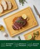 Wooden Cutting Boards for Kitchen Meal Prep & Serving - Bamboo Wood Serving Board Set with Deep Juice Groove Side Handles - Charcuterie & Chopping But