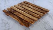 Handcrafted Square Olive Wood Pan Coaster - Natural Wood Heat Resistant Trivet for Hot Pots, Pans