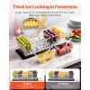Chilled Condiment Server Caddy, 5 Compartment Ice Cooled Serving Container, Plastic Fruit Garnish Tray Platter with Separate Lid