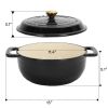 Cast iron 7.5QT cooking pot - Pure black - includes two silicone gloves - Enamel pot