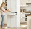 White Modern Kitchen Pantry Freestanding Cabinet Cupboard with Doors And Drawer Adjustable Shelving Storage Solution