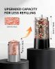 Rechargeable Gravity Electric Salt and Pepper Grinder Set Automatic Stainless Steels Salt and Pepper Mills with LED Light, No Battery Needed