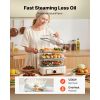 Electric Food Steamer 10.6 QT Glass with 3-Tier Stainless Steel Trays, 1200W Vegetable Steamer for Cooking, 2-4 Servings, Pre-Programmed Settings
