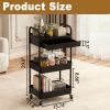3 Tier Storage Cart, Rolling Cart with Drawers Storage Organizer, Rolling Storage Cart with Plastic Drawers, Suit for Room, Kitchen, Bathroom, Office
