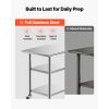 Stainless Steel Work Table, 24x30 Inch Food Prep Table with 2 Shelves and Wheels, Commercial Kitchen Workstation, Metal Heavy Duty Utility Worktable