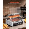 Hot Dog Roller, 30 Hot Dog 11 Rollers, Stainless Steel Sausage Grill Cooker, 1600W Commercial Hot Dog Machine with Dual Temp Control, Cover