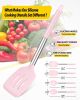 Pack of 4 Silicone Cooking Utensils Set, Non Stick Large Solid Spatulas, Heat Resistant Pink Slotted Spoons, Ideal BPA Free Kitchen Turners for Frying