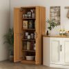 63" 2-Door Kitchen Pantry, Freestanding Cabinet with 2 Adjustable Shelves for Dining Room, Cinnamon Teak Wood Grain