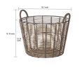 Extra Large Round Poly Rattan Decorative Storage Basket with Handles, 18.7 in x 16 in