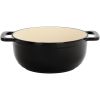 Cast iron 7.5QT cooking pot - Pure black - includes two silicone gloves - Enamel pot