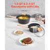 Saucepan Set, 1.5 QT & 2.5 QT Nonstick Saucepan with Glass Lids, Multipurpose Cooking Sauce Pots with Detachable Handles