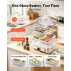 Electric Food Steamer 6.3 QT Glass with 2-Tier Stainless Steel Trays, 1200W Vegetable Steamer for Cooking, 1-3 Servings, Pre-Programmed Settings
