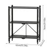 3 Tier Heavy Duty Metal Rack Foldable Shelf Organizer, Kitchen Storage Cart with Lockable Wheel