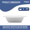 Progress16 oz Bagasse Soup & Salad Bowls – 300 Count Bulk