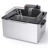 Stainless steel deep fryer with an observation window cover, 1500W power, 4 adjustable temperature settings