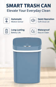 10L Automatic Motion Sensor Trash Can, Touchless Rectangular Garbage Bin with Odor-Sealing Ring (Style: Blue)
