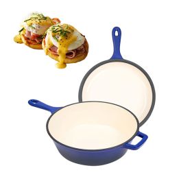 Kitchen Multi-usage Cast Iron Dutch Oven for Braising/Stews (Color: Blue, Type: Cookware)