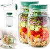 Salad Container with Side Opening, Leak-Resistant Design with Dressing Cup & Lid, Dishwasher & Freezer Safe for Office, Travel & Outdoors (green)
