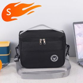 Thickened aluminum foil insulated lunch bag, compatible with heated lunch boxes (Color: Black  S)