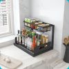 Under Sink Organizer, Pull Out Cabinet Storage 2 Tier Slide Out Sink Shelf, Kitchen Organizers and Storage, Black, 1 Pack