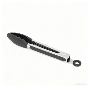 Wooden handle silicone cooking utensils, heat-resistant non-stick kitchen tools including spoon rests, egg beaters, tongs and spatulas (Style: food tongs)