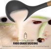 Wooden handle silicone cooking utensils, heat-resistant non-stick kitchen tools including spoon rests, egg beaters, tongs and spatulas