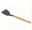 Wooden handle silicone cooking utensils, heat-resistant non-stick kitchen tools including spoon rests, egg beaters, tongs and spatulas
