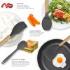 Wooden handle silicone cooking utensils, heat-resistant non-stick kitchen tools including spoon rests, egg beaters, tongs and spatulas