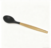 Wooden handle silicone cooking utensils, heat-resistant non-stick kitchen tools including spoon rests, egg beaters, tongs and spatulas