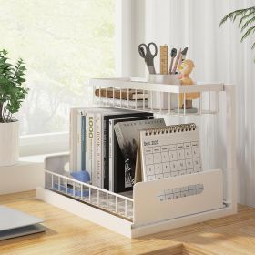 Under Sink Organizer, Pull Out Cabinet Storage 2 Tier Slide Out Sink Shelf, Kitchen Organizers and Storage, Black, 1 Pack (Color: White  1 Pack)