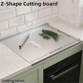 XXL 304 Stainless Steel Cutting Board  Anti-Slip & Mildew-Proof! No More Moldy Wooden Boards | Heavy-Duty & Food-Safe, Easy to Clean – Chop Meat (size: Z-Shape 40cm×50cm)