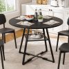 Round table, suitable for 4 to 6 people, a space-saving kitchen table with double-layer storage function, metal base frame