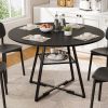 Round table, suitable for 4 to 6 people, a space-saving kitchen table with double-layer storage function, metal base frame