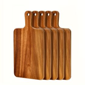 5pcs High-quality Pizza Boards With Handles, 13 Inches X 7 Inches, Natural Pizza Service Board, Suitable For Homemade Pizza (number: 5pcs, Color: Brown)