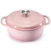 6 Quart Enamel Cast Iron Dutch Oven with Moisture-Sealing Lid for Bread Baking Braising And Slow Cooking, Dual Handles, Oven Safe