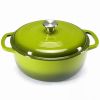 6 Quart Enamel Cast Iron Dutch Oven with Moisture-Sealing Lid for Bread Baking Braising And Slow Cooking, Dual Handles, Oven Safe
