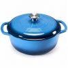 6 Quart Enamel Cast Iron Dutch Oven with Moisture-Sealing Lid for Bread Baking Braising And Slow Cooking, Dual Handles, Oven Safe