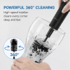 Electric Rechargeable Bottle Cleaning Brush Set with 2 Replacement Brush Heads, Anti-Fingerprint Aluminum Alloy Handheld Cup Washer