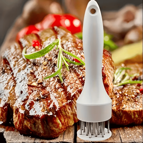 Two-tone meat tenderizer, 1/2-piece stainless steel needle-press steak tenderizing tool with non-slip handle, meat loosener suitable for beef (Style: 16-needle white boxed)