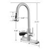 3-in-1 Kitchen Faucet with Press-Type Glass Rinser, High-Arc Pull-Down Sprayer Faucet, 3 Function Spray Mode for Modern Kitchen Sink